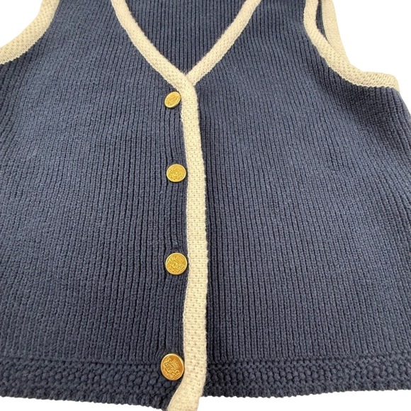 Abercrombie Fitch Navy White Trim Button V Neck Knit Vest Top Women's Small - Picture 5 of 8